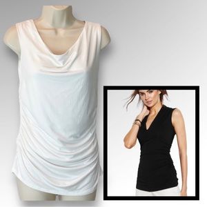 Vince Camuto Sleeveless New Ivory Side Ruched Cowl-Neck Blouse